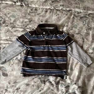 Kids Brown and Blue Striped Polo Shirt
